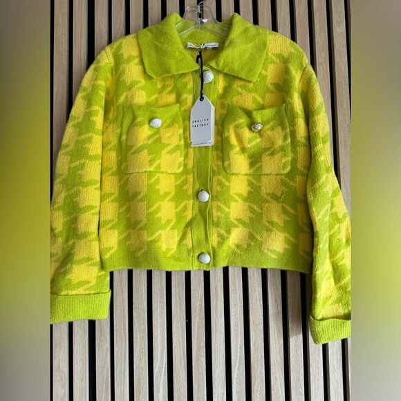English Factory Houndstooth cardigan sweater XS - Picture 5 of 5
